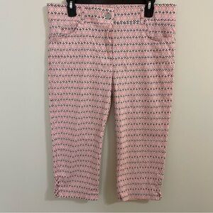 Verve Blues Pink Patterned Rayon Blend Stretch Capris Women’s Size 14